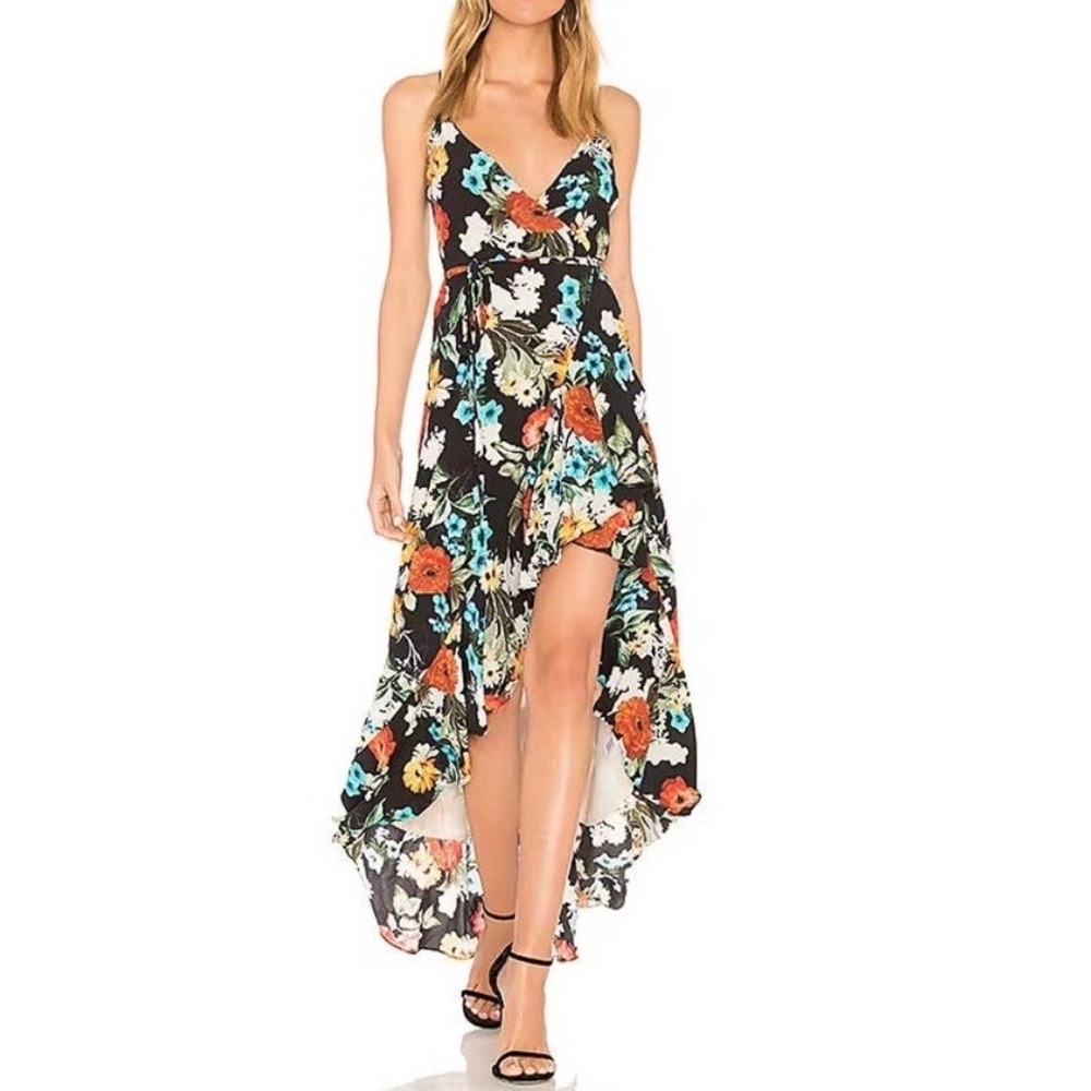 Yumi Kim Morning Glory Cross Roads Maxi Dress Floral High Low Wrap Medium